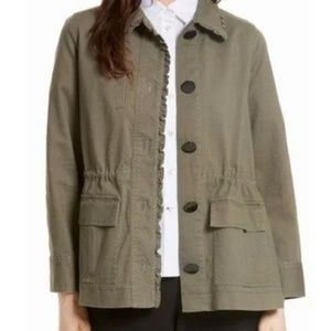 Kate Spade Broome Street Ruffle Military Jacket Size L. Gently Worn